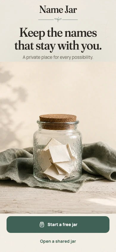 Production Name Jar welcome screen with the botanical glass jar