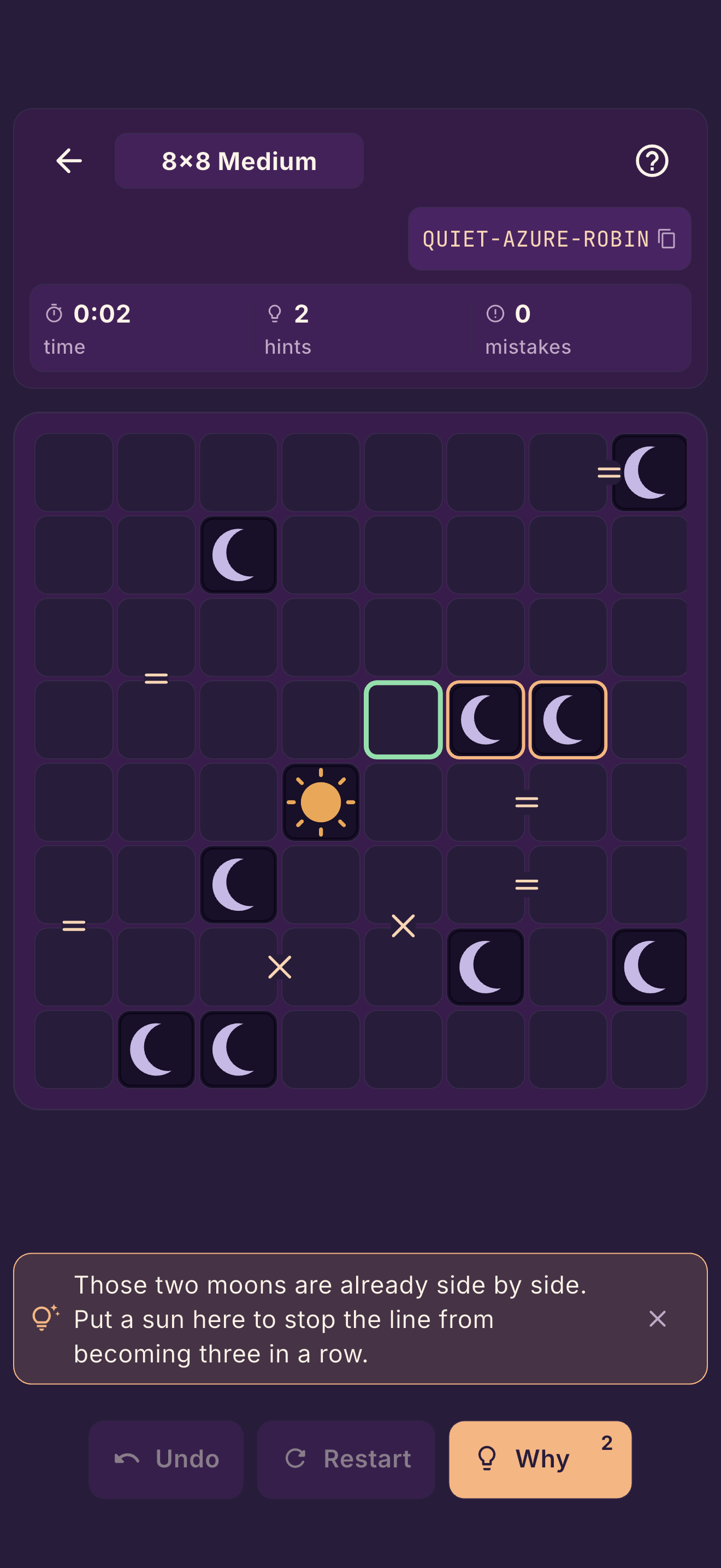 Sundown hint in action